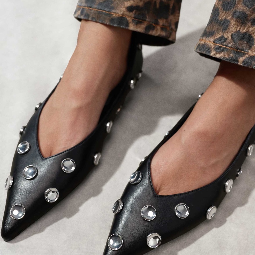 Studded Black Flats